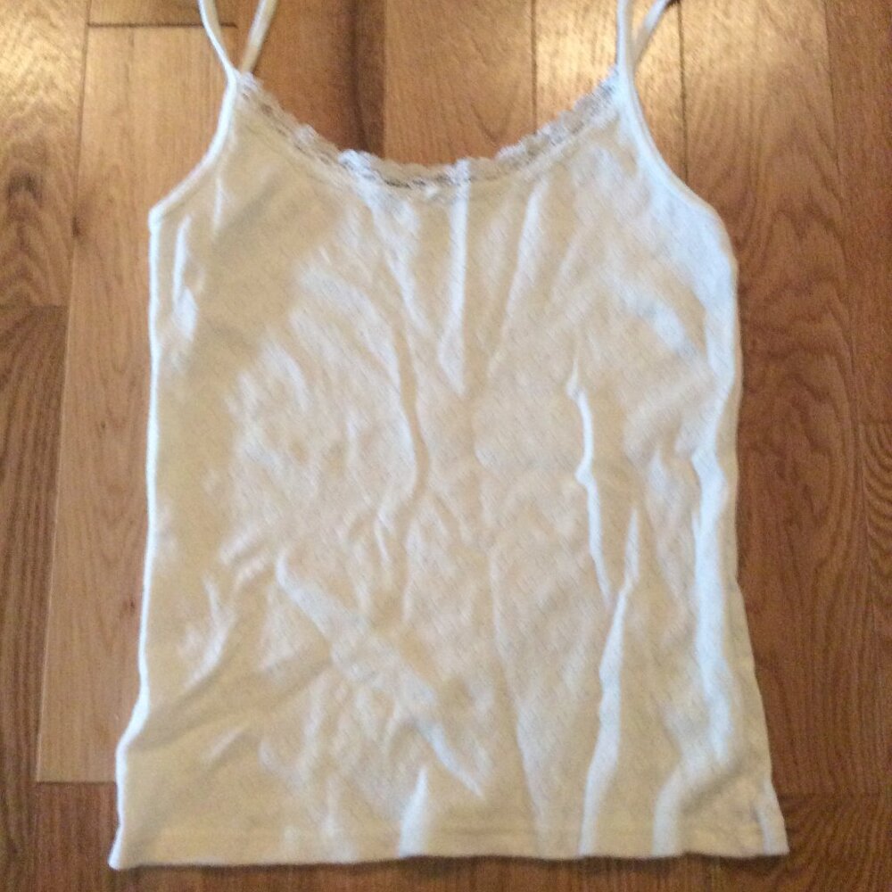 Brandy Melville Lace Tank Heart Eyelets White One Size